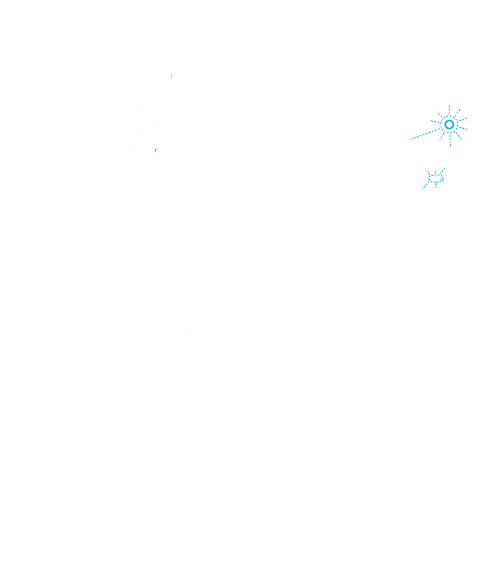 drawing of a striker-fired pistol with an embedded SIMO system and SIMO training magazine